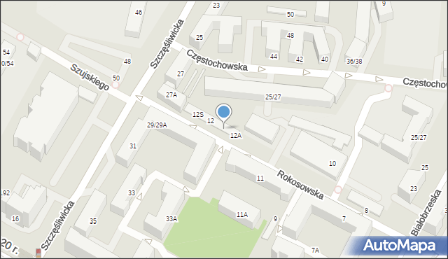 Warszawa, Rokosowska, 12E, mapa Warszawy