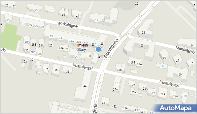 Warszawa, Roentgena Wilhelma Konrada, 34, mapa Warszawy