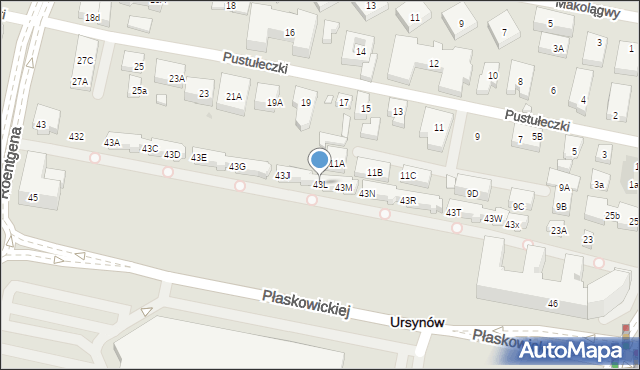 Warszawa, Roentgena Wilhelma Konrada, 43L, mapa Warszawy