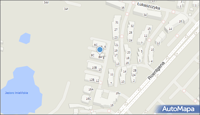 Warszawa, Roentgena Wilhelma Konrada, 8A, mapa Warszawy