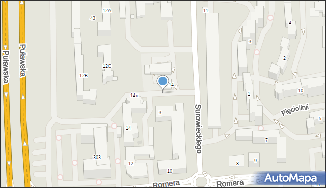 Warszawa, Romera Eugeniusza, prof., 10e, mapa Warszawy
