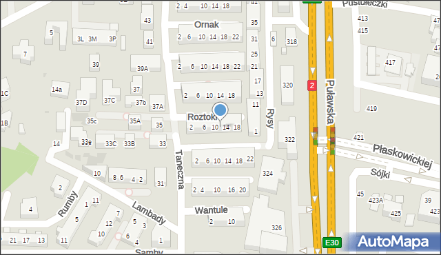 Warszawa, Roztoki, 12, mapa Warszawy