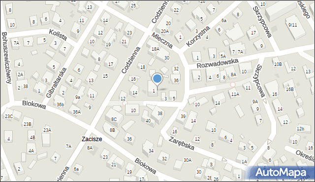 Warszawa, Roślinna, 1A, mapa Warszawy