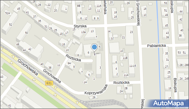 Warszawa, Roztocka, 4, mapa Warszawy