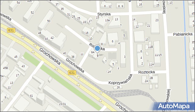 Warszawa, Roztocka, 9, mapa Warszawy