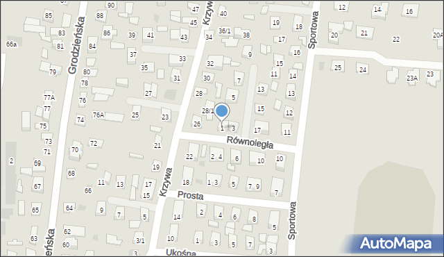 Wasilków, Równoległa, 1, mapa Wasilków