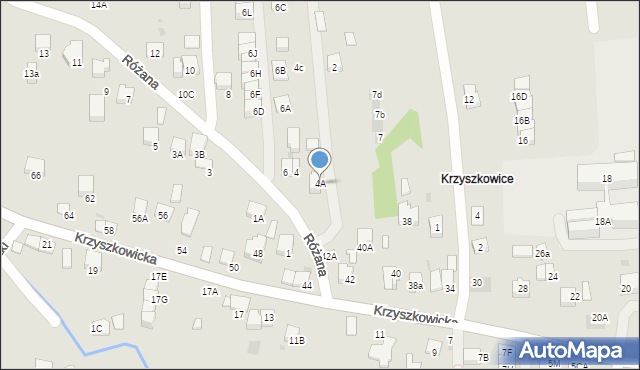 Wieliczka, Różana, 4A, mapa Wieliczka