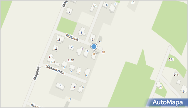 Wieliszew, Różana, 8, mapa Wieliszew