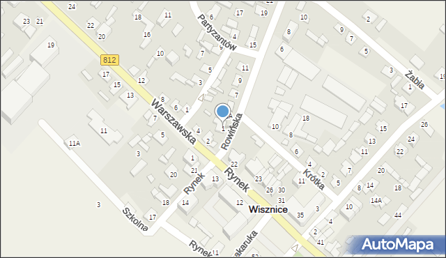Wisznice, Rowińska, 1, mapa Wisznice