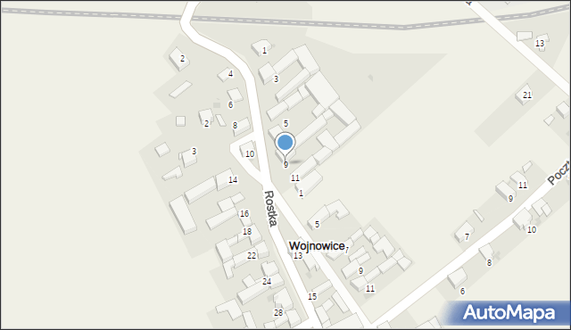 Wojnowice, Rostka, 9, mapa Wojnowice