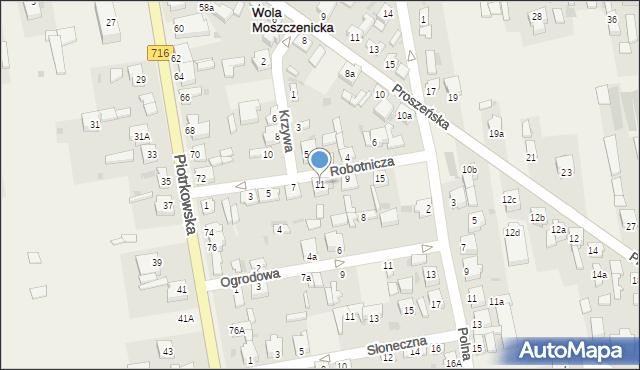 Wola Moszczenicka, Robotnicza, 11, mapa Wola Moszczenicka
