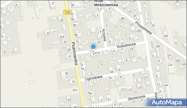 Wola Moszczenicka, Robotnicza, 3, mapa Wola Moszczenicka