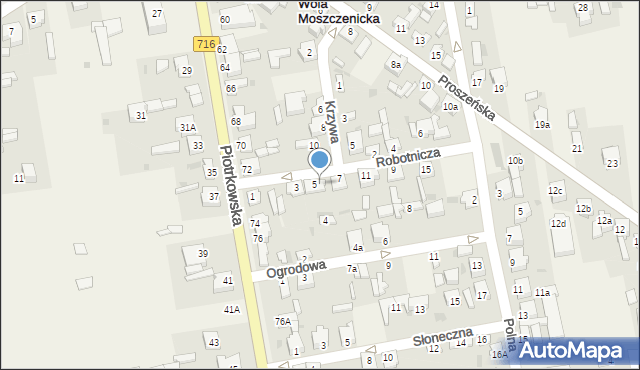 Wola Moszczenicka, Robotnicza, 5a, mapa Wola Moszczenicka