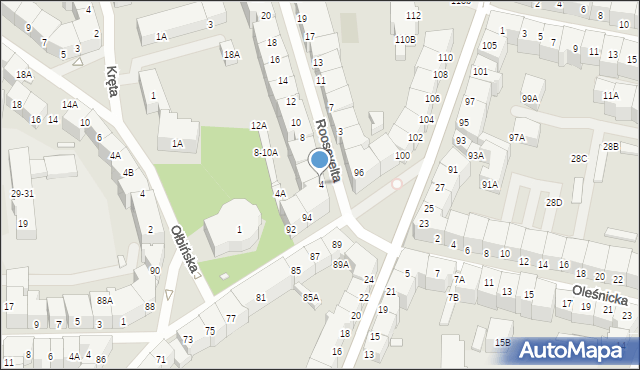 Wrocław, Roosevelta Franklina Delano, 4, mapa Wrocławia