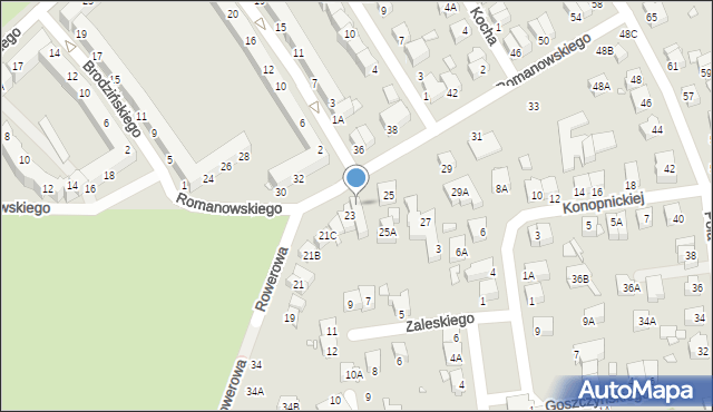 Wrocław, Romanowskiego Mieczysława, 23A, mapa Wrocławia