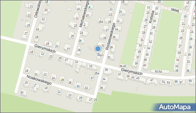 Wrocław, Rodakowskiego Henryka Hipolita, 33A, mapa Wrocławia