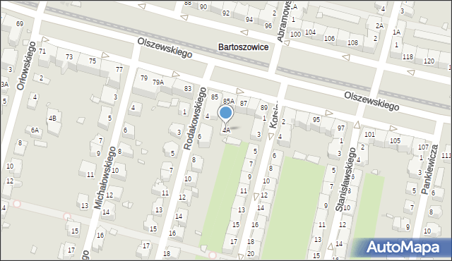 Wrocław, Rodakowskiego Henryka Hipolita, 4A, mapa Wrocławia