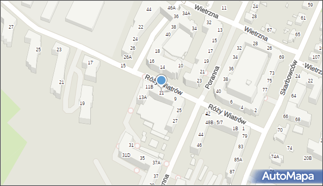 Wrocław, Róży Wiatrów, 11, mapa Wrocławia