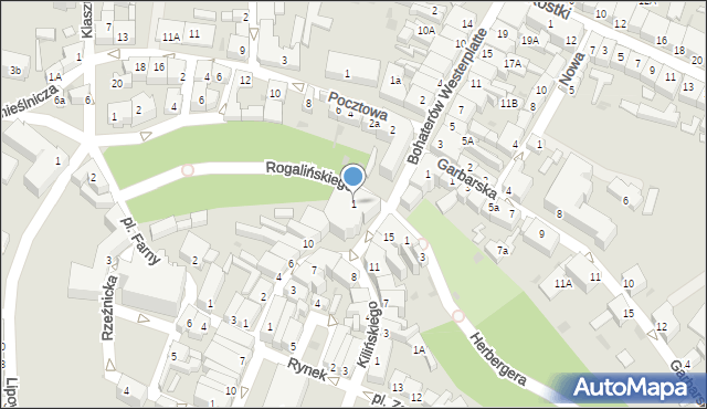 Wschowa, Rogalińskiego Józefa, ks., 1, mapa Wschowa