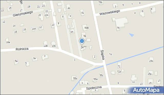 Zamość, Rolnicza, 2A, mapa Zamościa