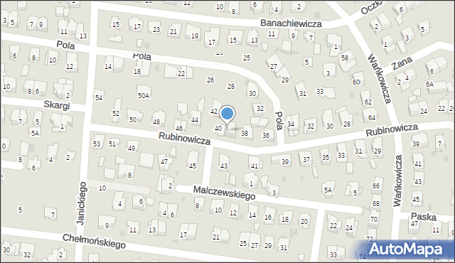 Białystok, Rubinowicza Wojciecha, 40/1, mapa Białegostoku