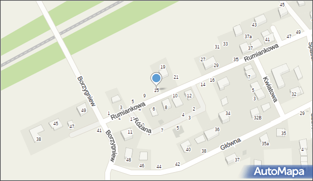 Borzygniew, Rumiankowa, 15, mapa Borzygniew