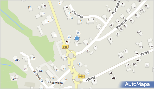 Cieszyn, Rudowska, 1, mapa Cieszyna