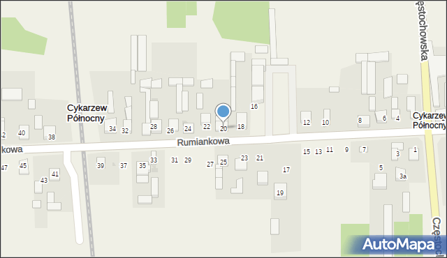 Cykarzew Północny, Rumiankowa, 20, mapa Cykarzew Północny
