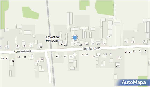 Cykarzew Północny, Rumiankowa, 28, mapa Cykarzew Północny