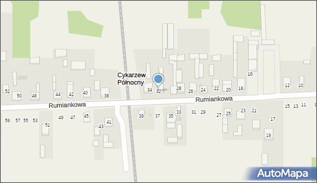 Cykarzew Północny, Rumiankowa, 32, mapa Cykarzew Północny