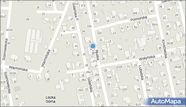 Częstochowa, Ruska, 29, mapa Częstochowy