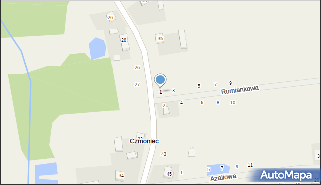 Czmoniec, Rumiankowa, 1, mapa Czmoniec