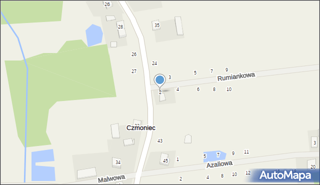 Czmoniec, Rumiankowa, 2, mapa Czmoniec