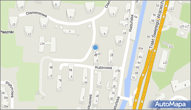 Gdańsk, Rubinowa, 4B, mapa Gdańska