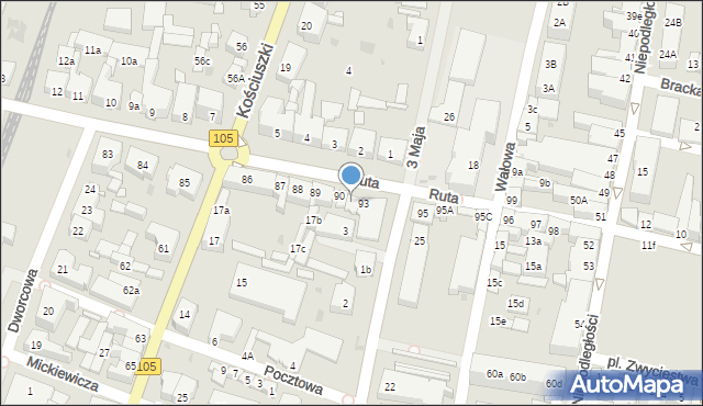 Gryfice, Ruta Stanisława, ks., 92, mapa Gryfice