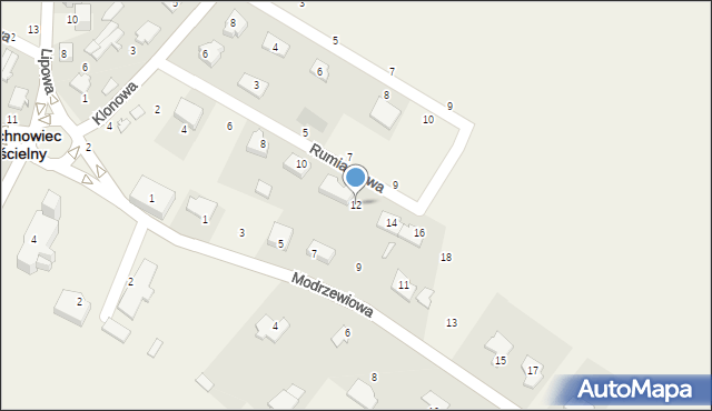 Juchnowiec Kościelny, Rumiankowa, 12, mapa Juchnowiec Kościelny