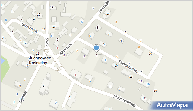 Juchnowiec Kościelny, Rumiankowa, 6, mapa Juchnowiec Kościelny