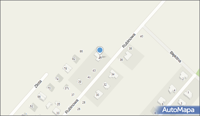 Kobylin, Rubinowa, 45, mapa Kobylin