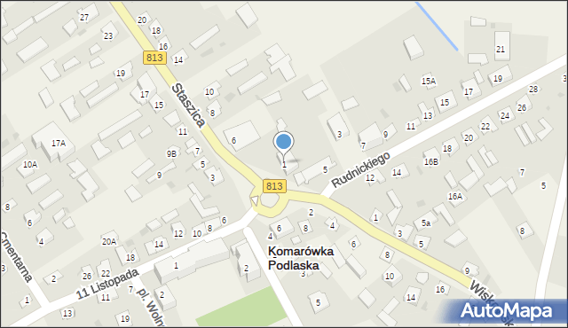 Komarówka Podlaska, Rudnickiego Jana, ks., 1, mapa Komarówka Podlaska