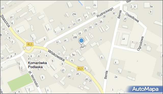 Komarówka Podlaska, Rudnickiego Jana, ks., 16A, mapa Komarówka Podlaska