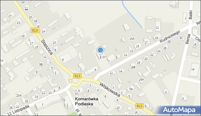 Komarówka Podlaska, Rudnickiego Jana, ks., 3, mapa Komarówka Podlaska