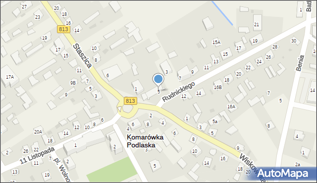 Komarówka Podlaska, Rudnickiego Jana, ks., 5, mapa Komarówka Podlaska