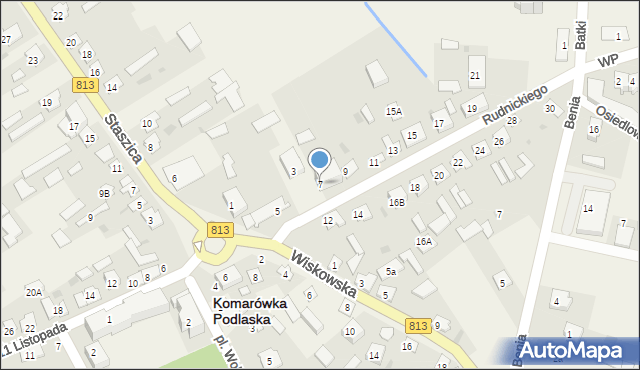 Komarówka Podlaska, Rudnickiego Jana, ks., 7, mapa Komarówka Podlaska