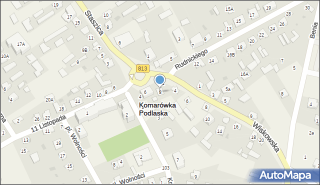 Komarówka Podlaska, Rudnickiego Jana, ks., 8, mapa Komarówka Podlaska