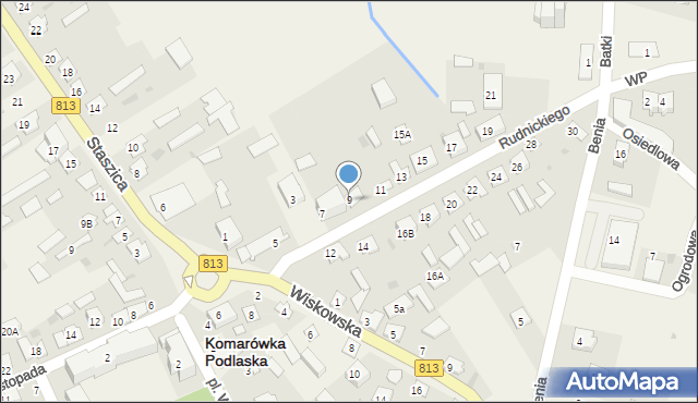 Komarówka Podlaska, Rudnickiego Jana, ks., 9, mapa Komarówka Podlaska