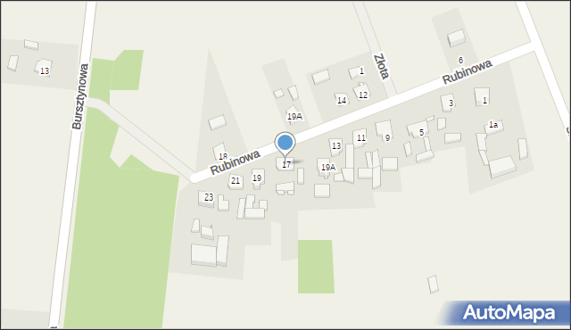 Korczew, Rubinowa, 17, mapa Korczew