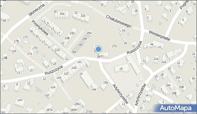 Koszalin, Ruszczyca Ferdynanda, 25, mapa Koszalina