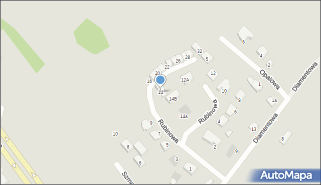 Koszalin, Rubinowa, 14, mapa Koszalina