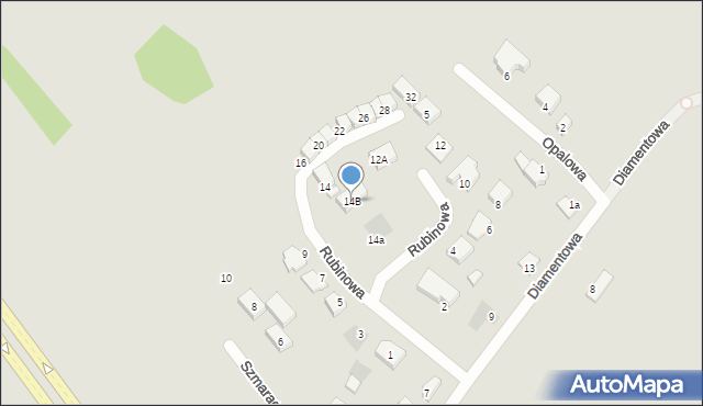 Koszalin, Rubinowa, 14B, mapa Koszalina