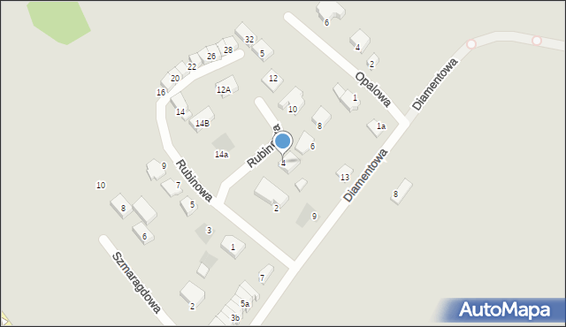 Koszalin, Rubinowa, 4, mapa Koszalina